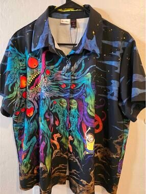 Rick And Morty Button Up Shirt Men's Size Medium